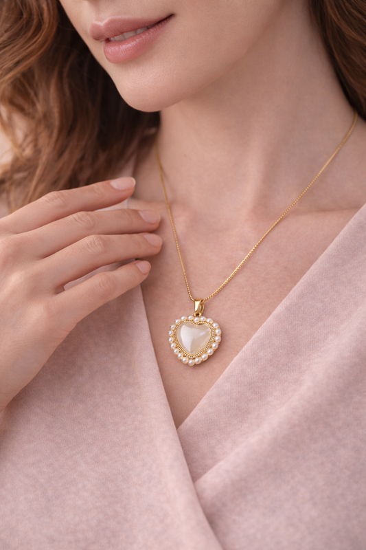 Luna Pearl Heart Necklace