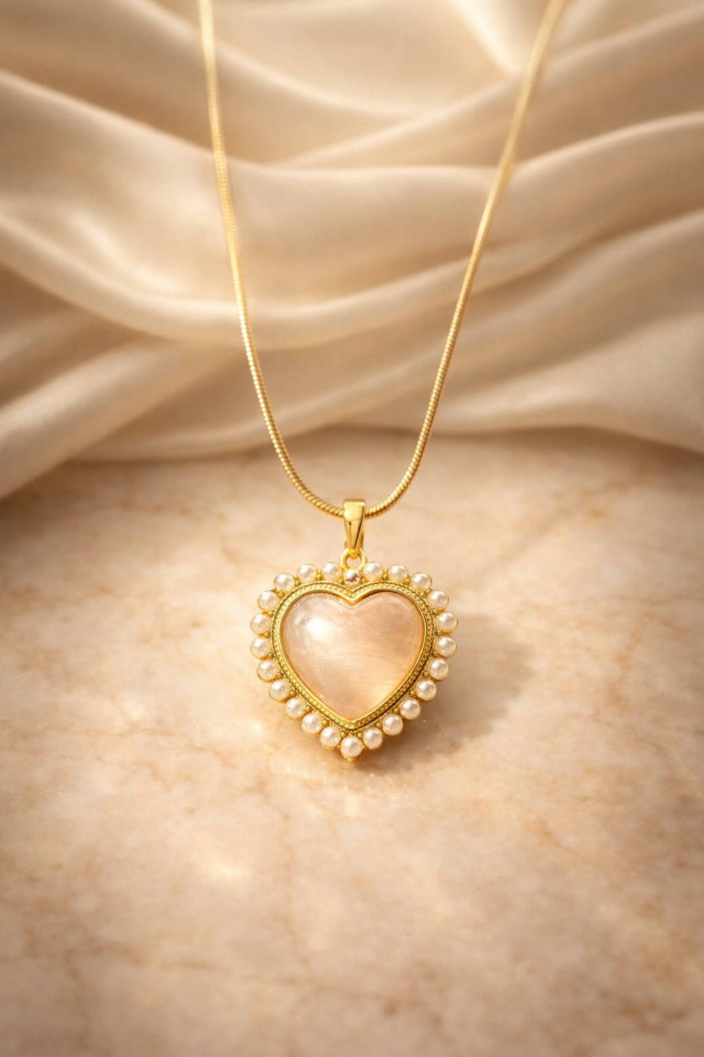 Luna Pearl Heart Necklace