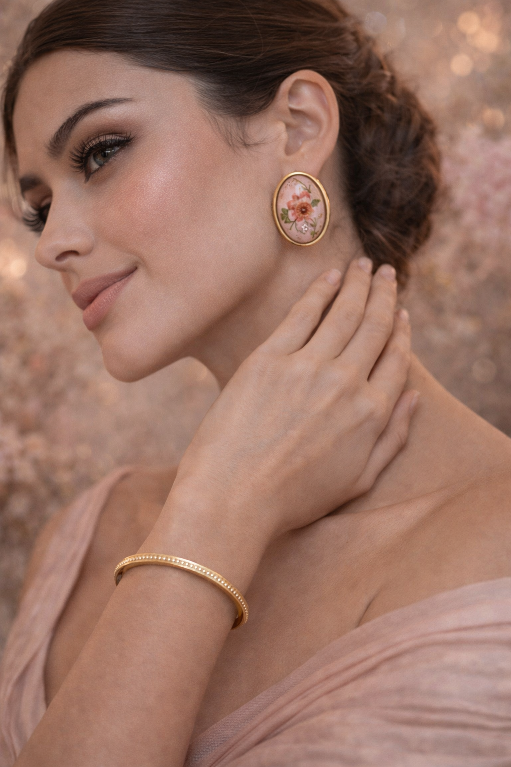 Oval Floral Resin Stud