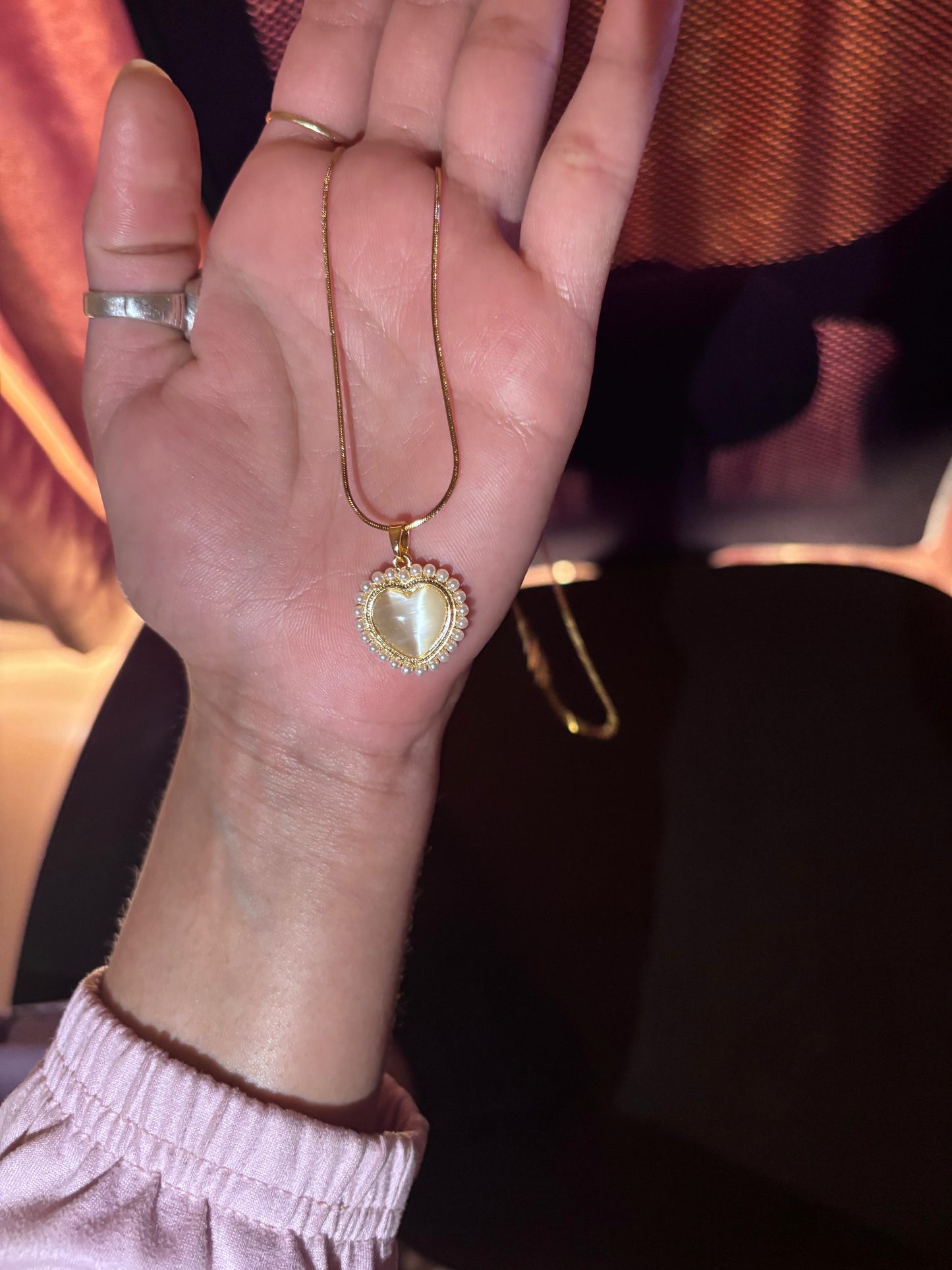 Luna Pearl Heart Necklace